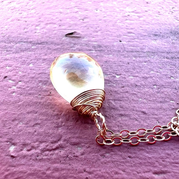 Natural Citrine Pendant Solid 14k Gold , November Birthstone , 13th Anniversary - Picture 7 of 7